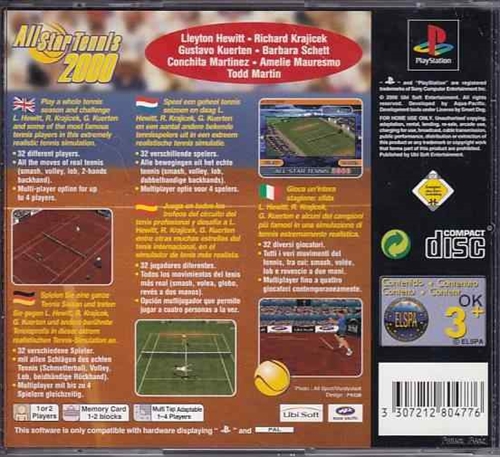 All Star Tennis 2000 - PS1 (B Grade) (Genbrug)
